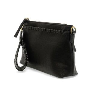 Joy Susan Black Oakley Whipstitch Clutch and Crossbody
